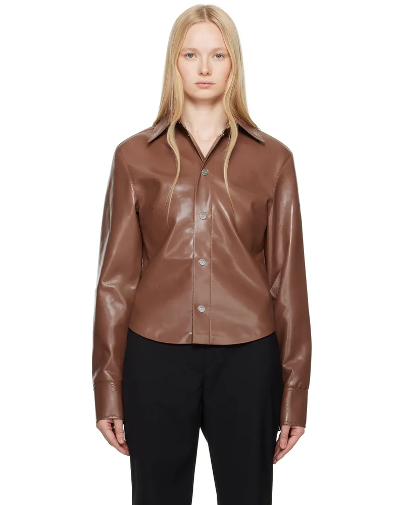 Nanushka Brown Bogna Vegan Leather Jacket Henna