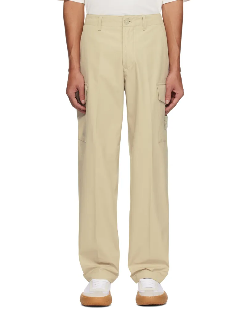 Stone Island Beige Weatherproof Cotton Canvas Ghost Cargo Pants V0090