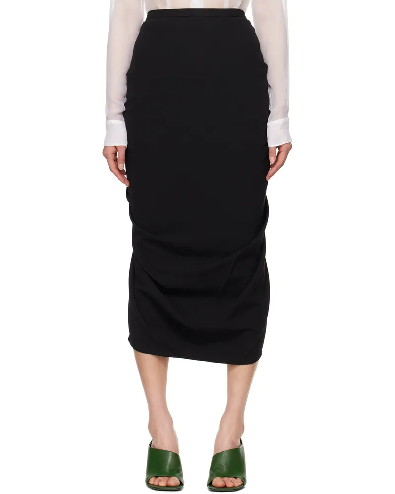 Dries van Noten Black Pleated Midi Skirt 900