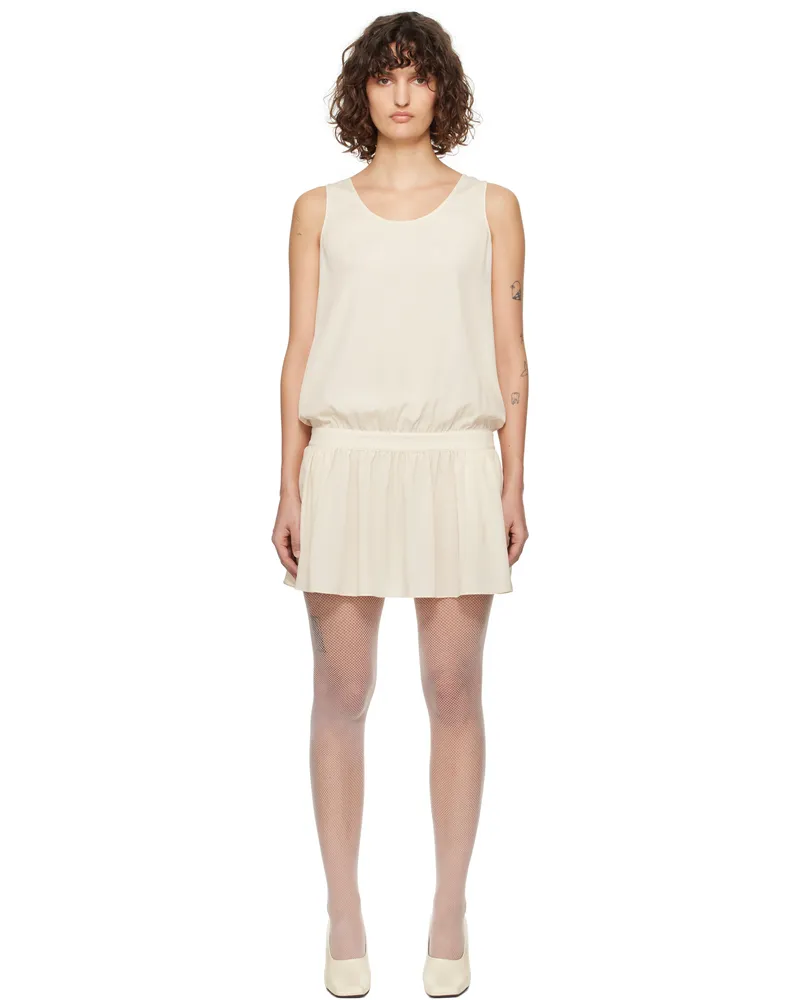 RECTO Off-White Gathered Detail Minidress Cream