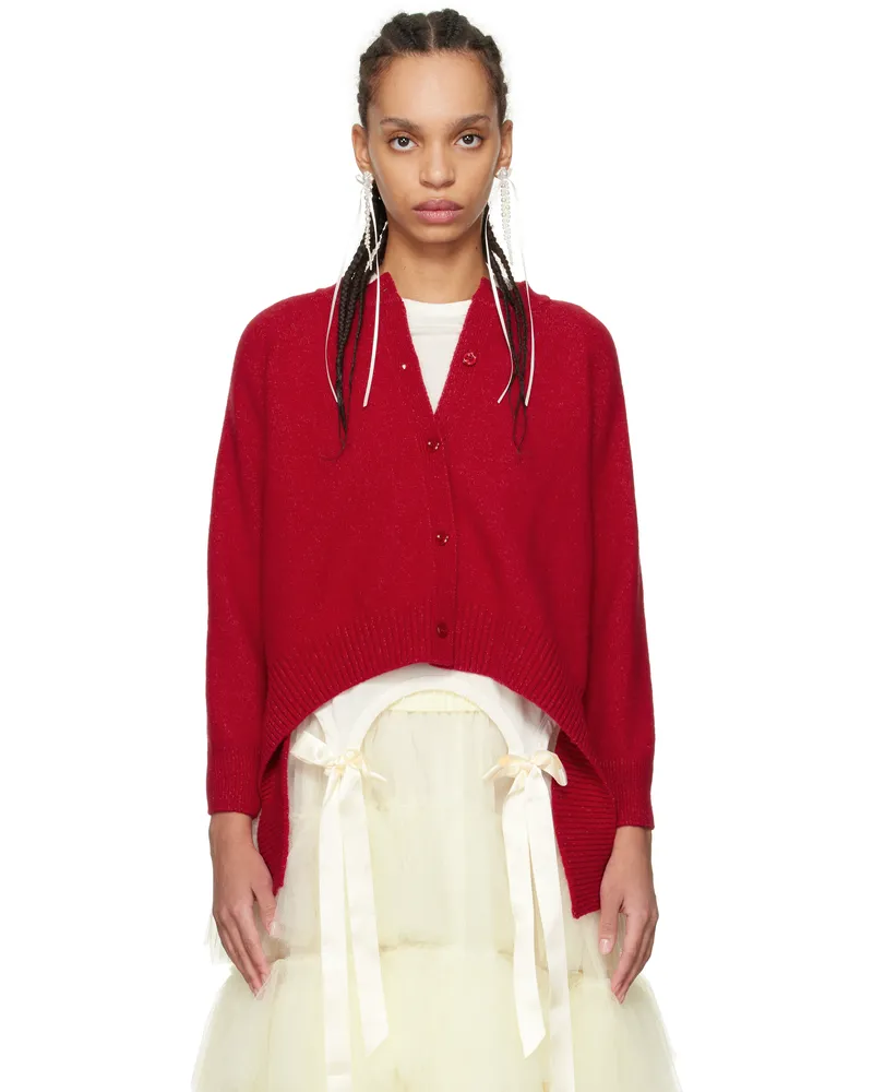 Simone Rocha Red Open Back Cardigan Red