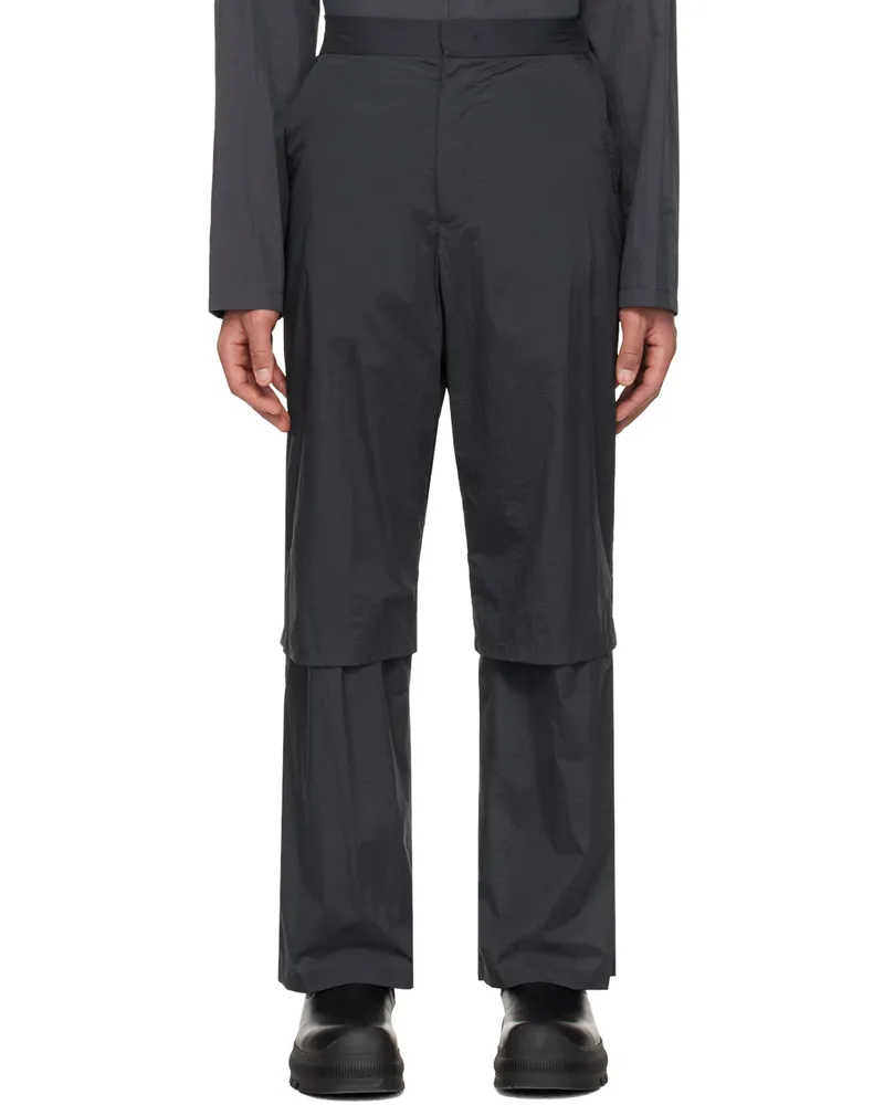 AMOMENTO Gray Layered Trousers Charcoal