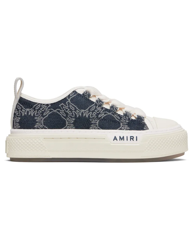 Amiri Navy & White MA Quad Denim Court Low Sneakers Indigo