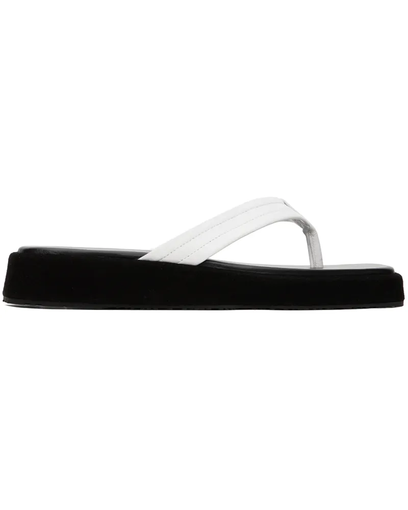 LE 17 SEPTEMBRE Black & White Leather Flip Flops White