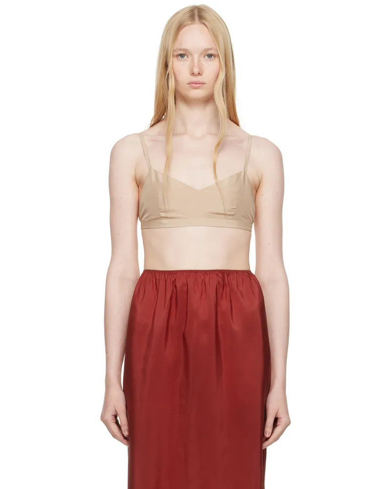 Carven Beige Silk Bra Sepia