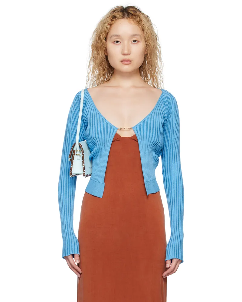 Jacquemus Blue Le Raphia 'La Maille Pralù Longue' Cardigan 320