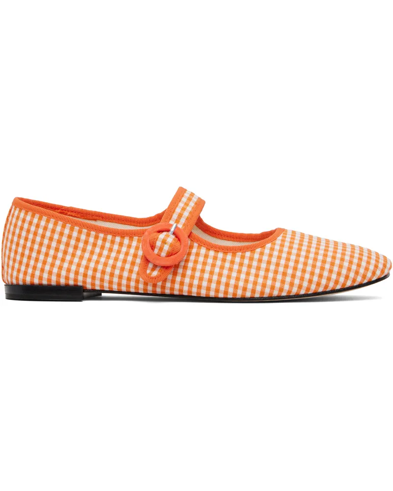 Repetto Orange & White Georgia Mary Jane Ballerina Flats 1469