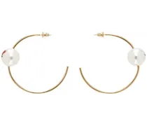 Gold Pearl & Roses Hoop Earrings