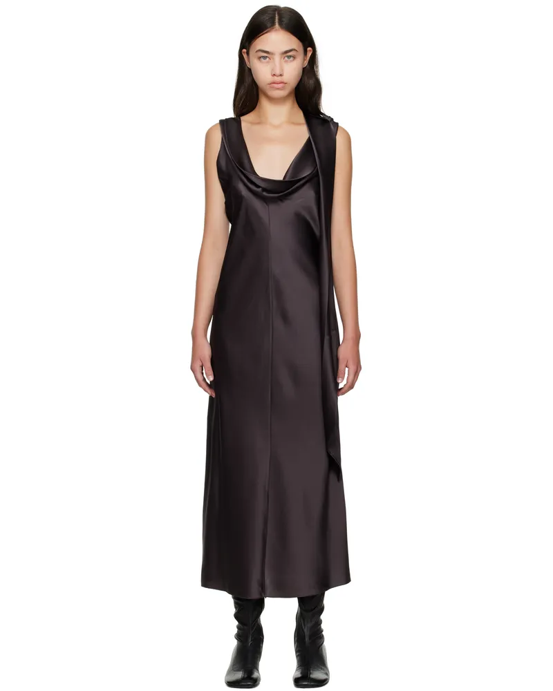 Acne Studios Brown Satin Midi Dress Bzg