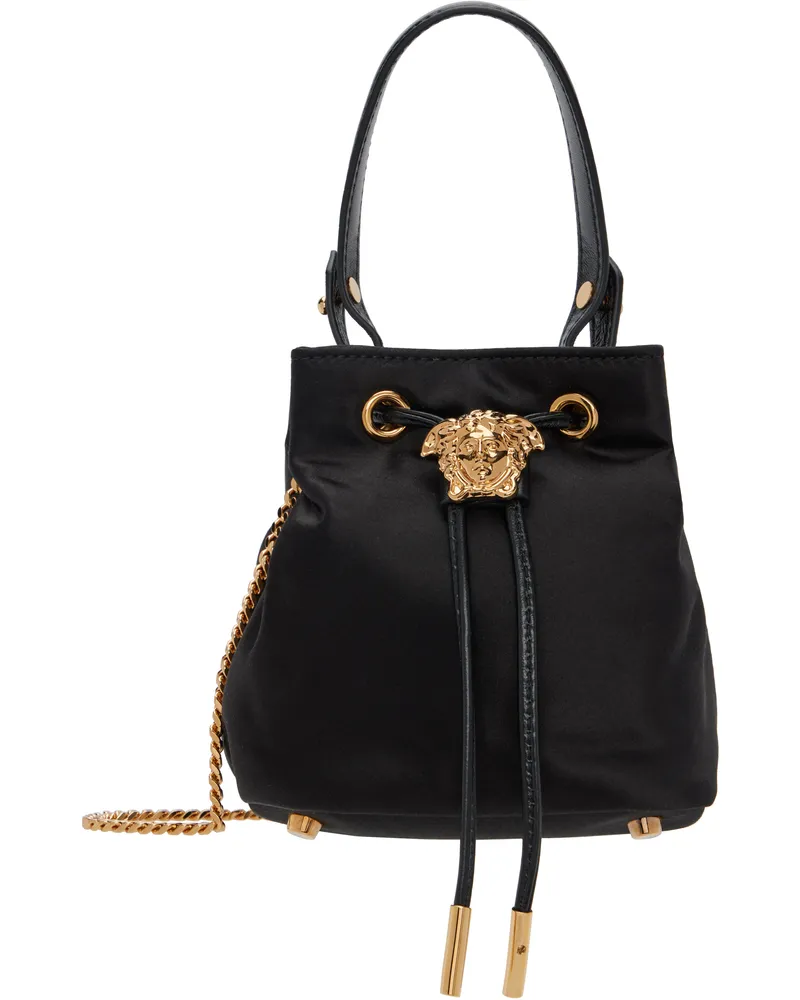 Versace Black 'La Medusa' Satin Mini Bucket Bag 1b00v-black-versace
