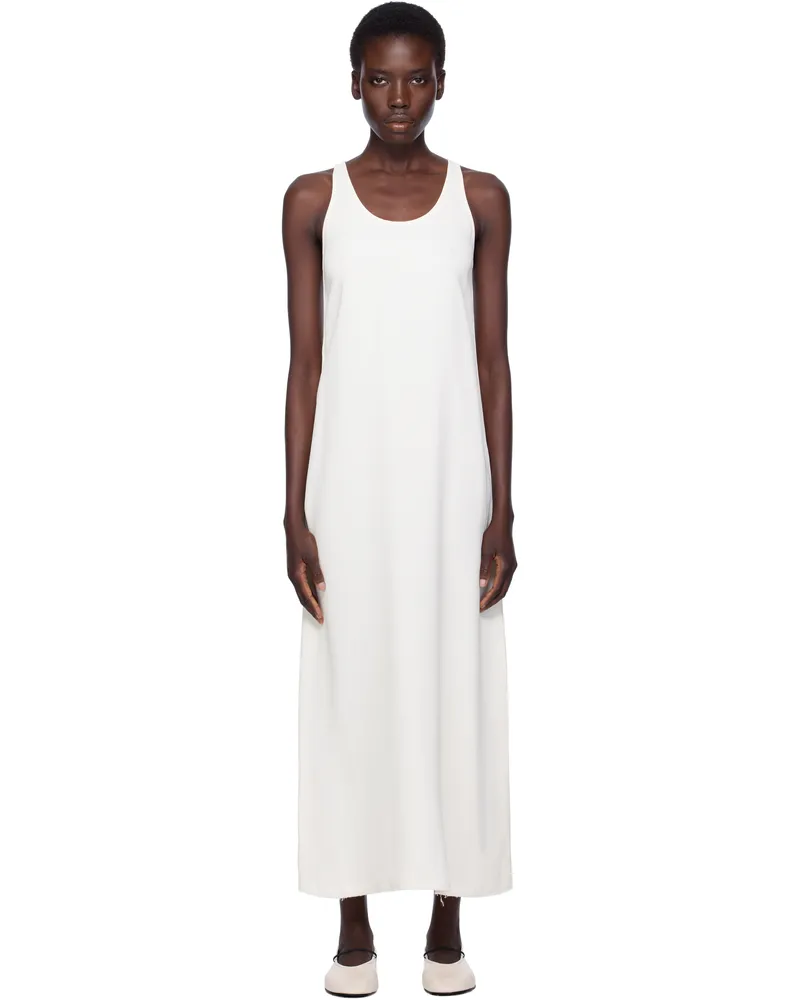 Totême Off-White Scoop-Neck Sablé Midi Dress Macadamia
