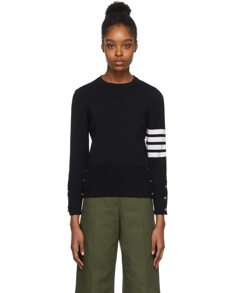 Thom Browne Navy Milano Classic Crewneck Pullover Navy