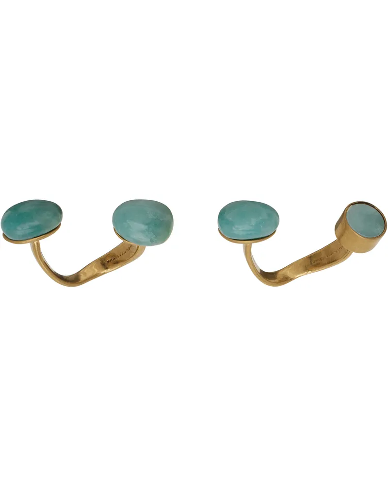 Dries van Noten Gold & Green Open Ring Set 628