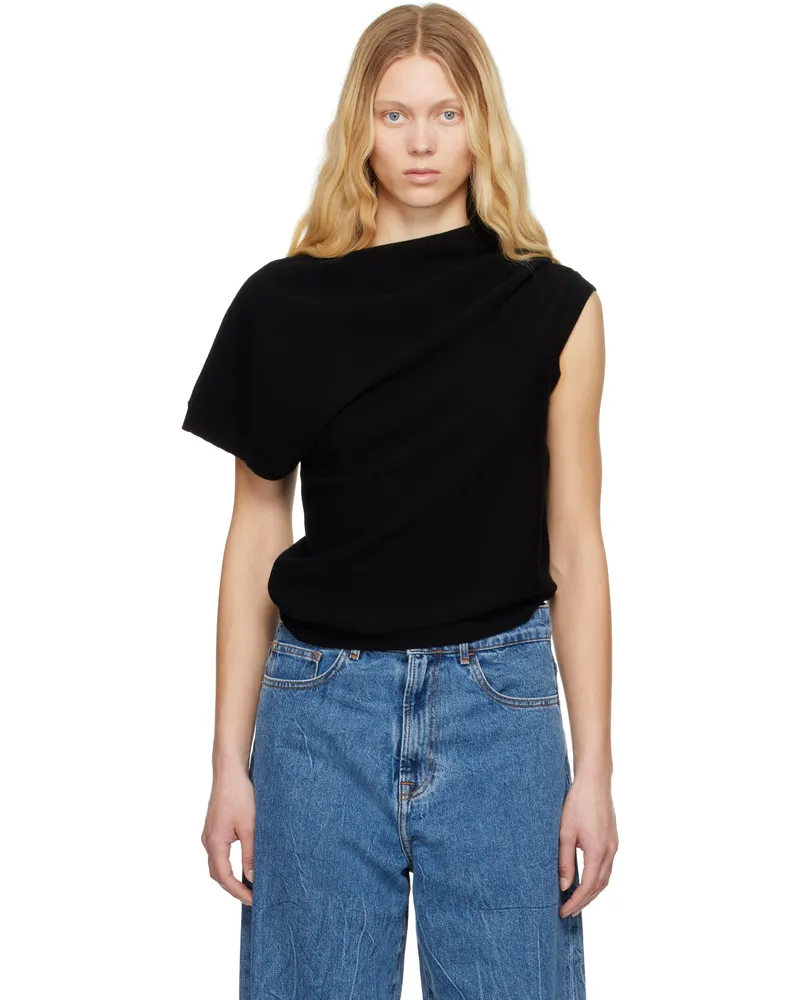 Róhe Black Deconstructed Knitted T-shirt 001_308
