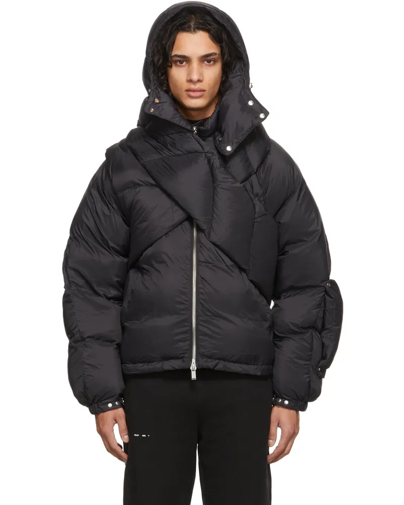 Heliot Emil Black Down Scarf Puffer Jacket Blackblk01