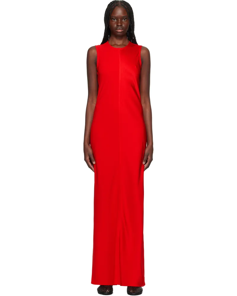 AMI Paris Red Straight Maxi Dress Coquelicot