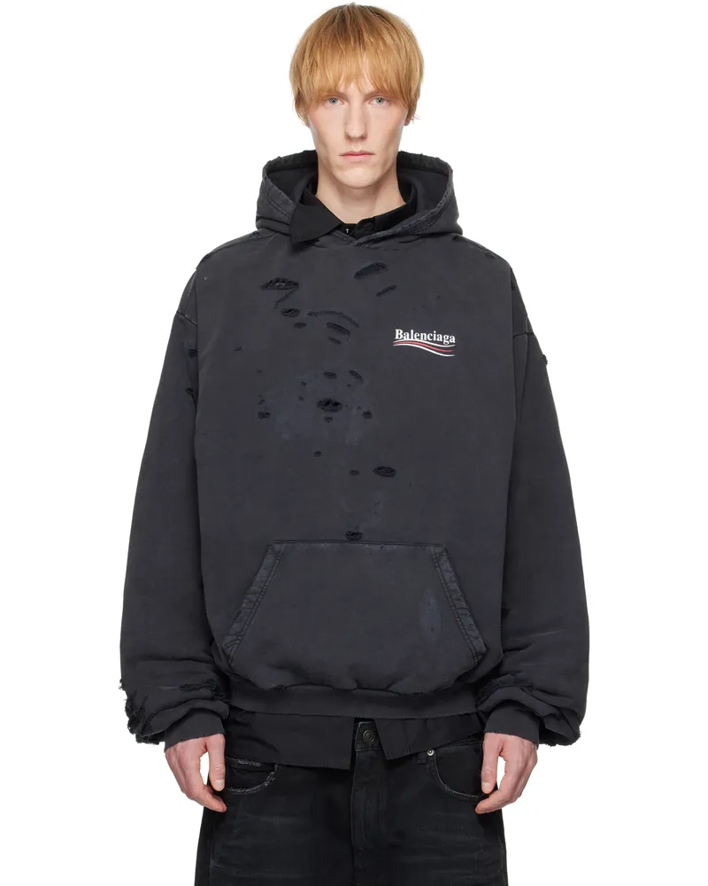 Balenciaga Black Political Campaign Layered Hoodie 9756
