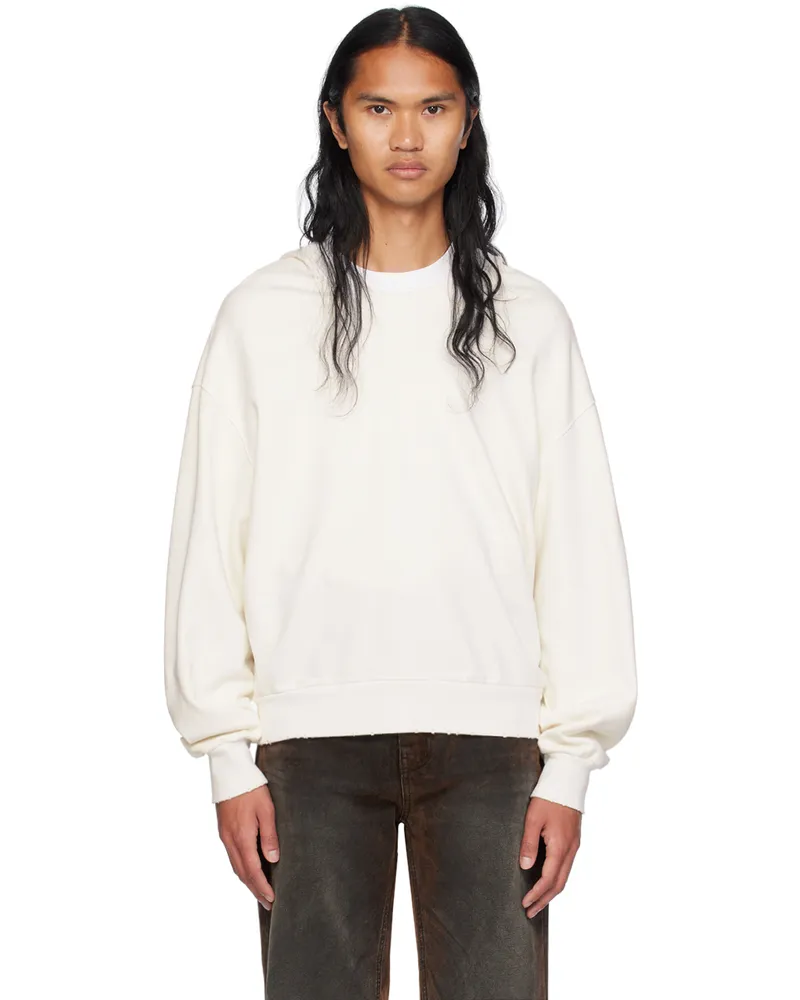 WE 11 DONE White Wide Neck Hoodie White
