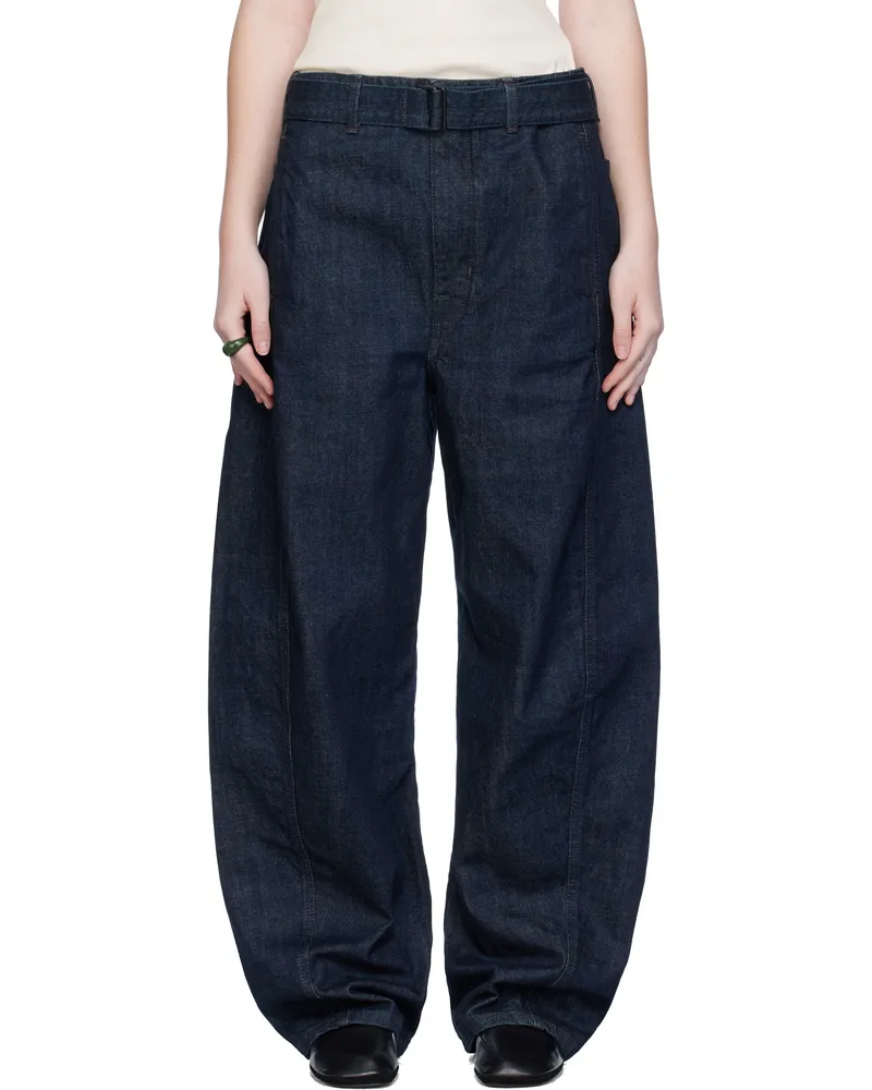 Christophe Lemaire Blue Twisted Belted Jeans Bl760