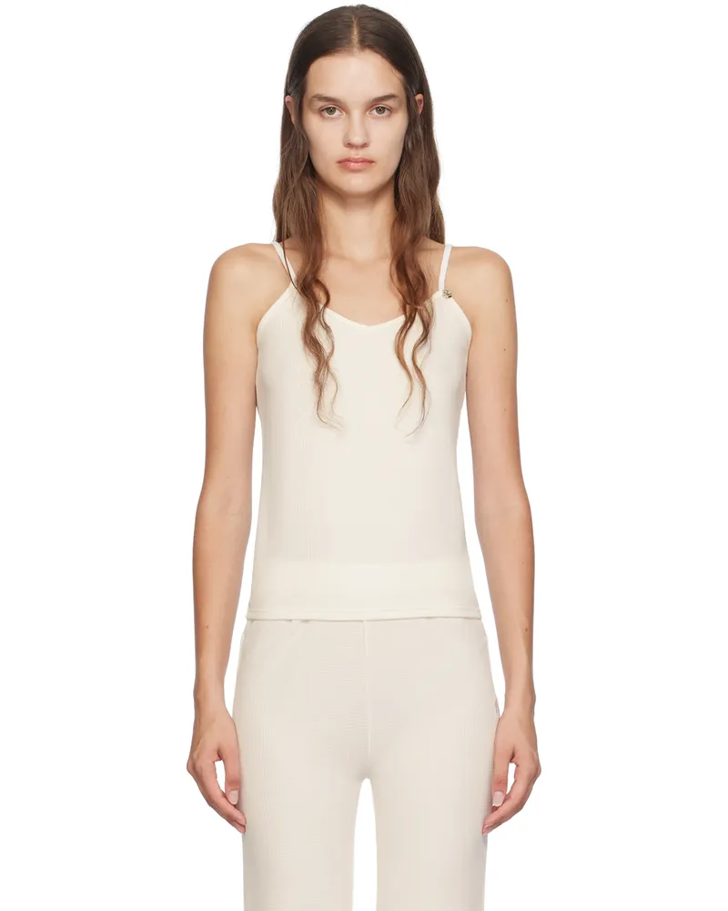 HUGO BOSS Off-White Embroidered-Logo Tank Top 118-open