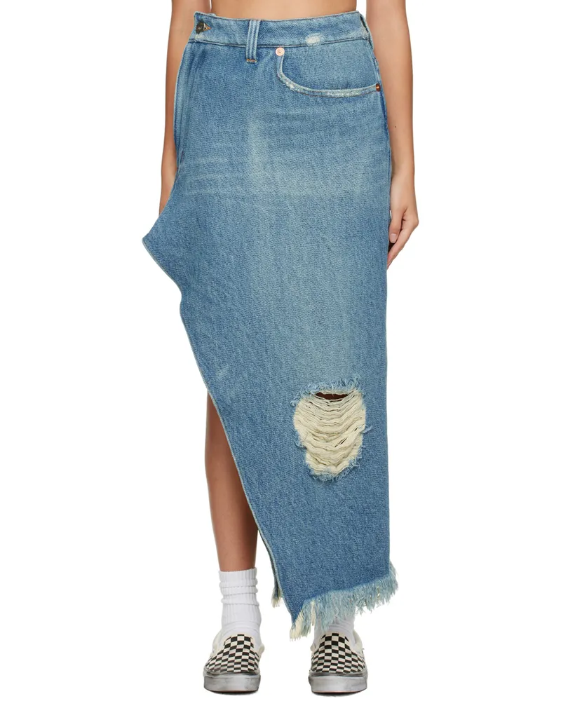 Doublet Indigo 1.5x Resized Denim Midi Skirt Indigo