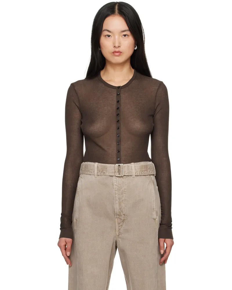 Christophe Lemaire Brown Seamless Cardigan Br490