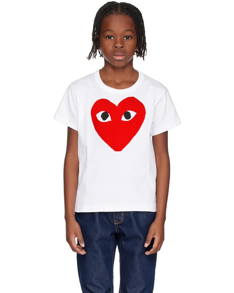 Comme des Garçons Kids White Big Heart T-Shirt 1-white