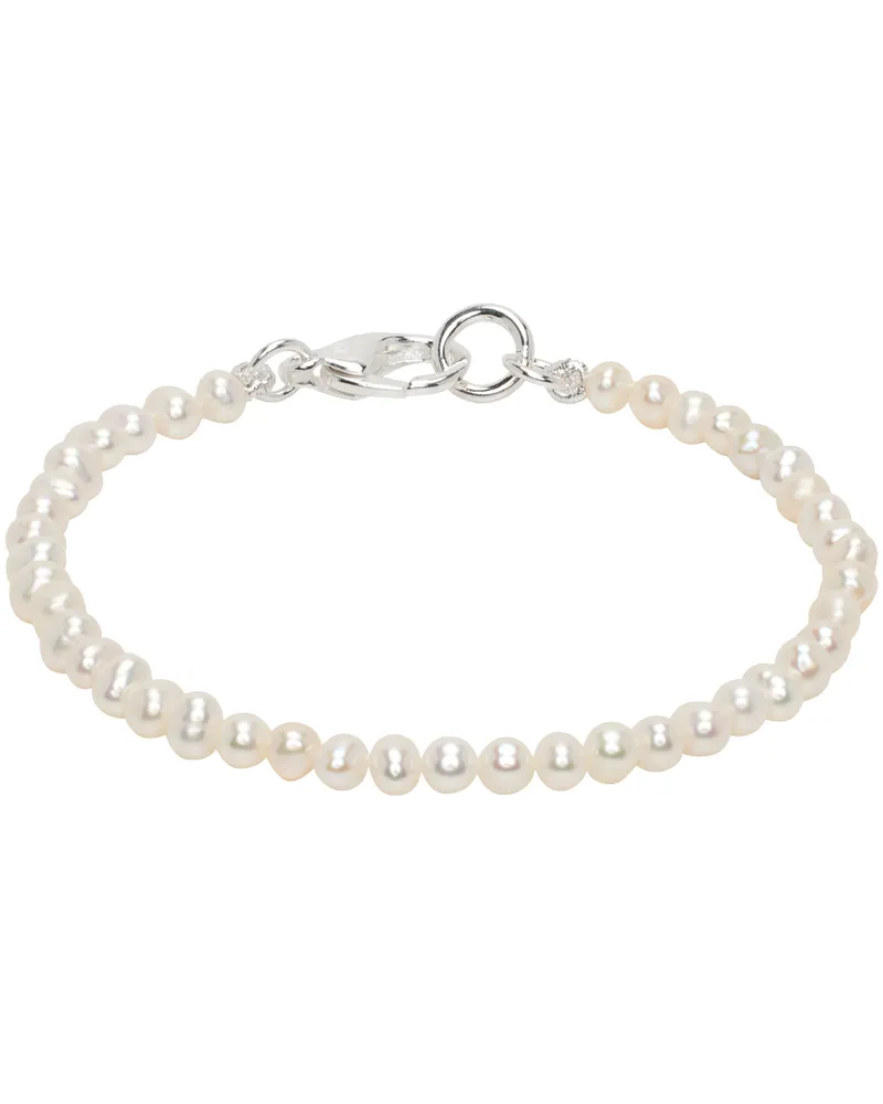 Hatton Labs White Mini Pearl Bracelet Silver
