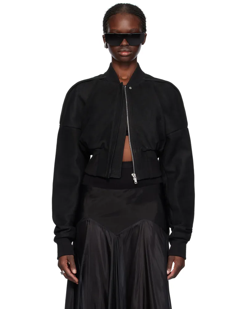 Rick Owens Black Flight Leather Bomber Jacket 09