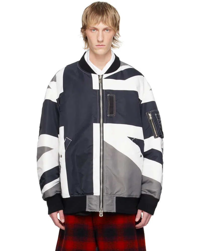 TheSoloIst White & Black Back Gusset Bomber Jacket Monotone