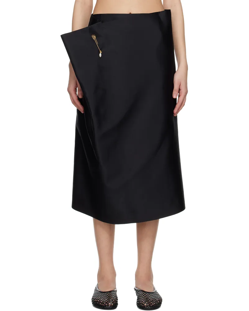 Carven Black Layered Midi Skirt Black