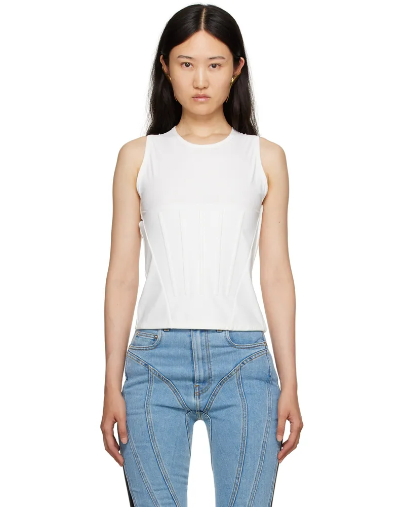 Thierry Mugler White Embossed Tank Top 1014
