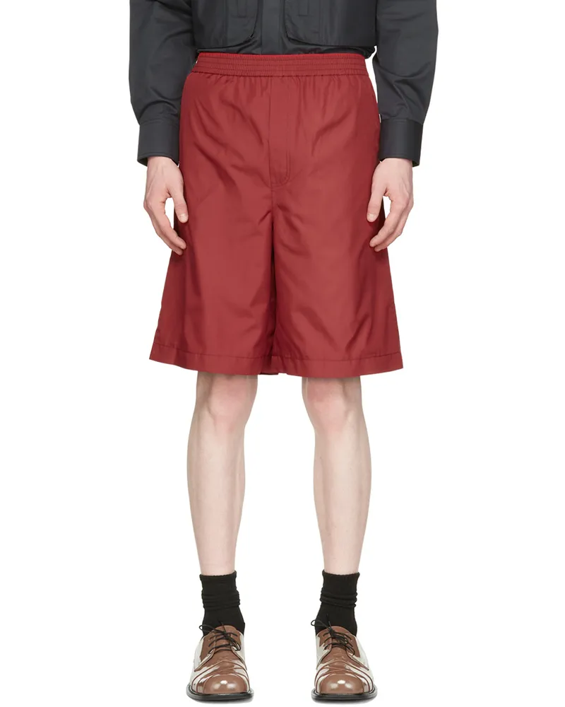 SITUATIONIST Red Polyester Shorts Burgundy