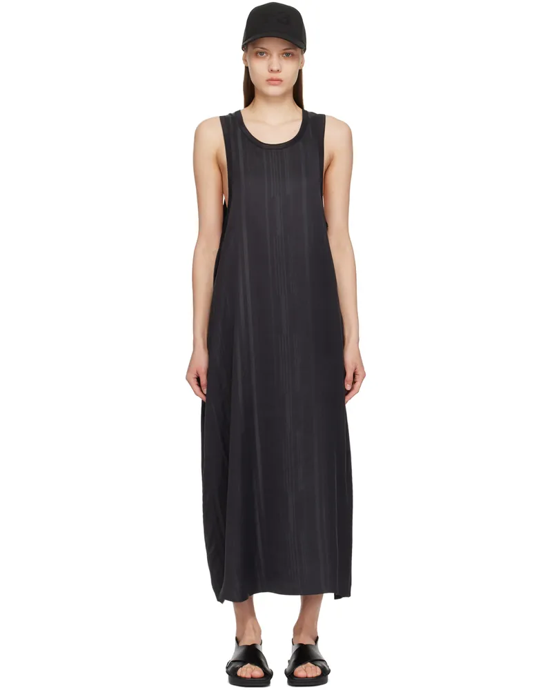 Y-3 Black Asymmetric Maxi Dress Black