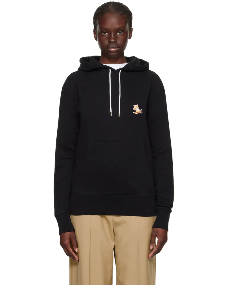 Kitsuné Black Chillax Fox Patch Hoodie Black