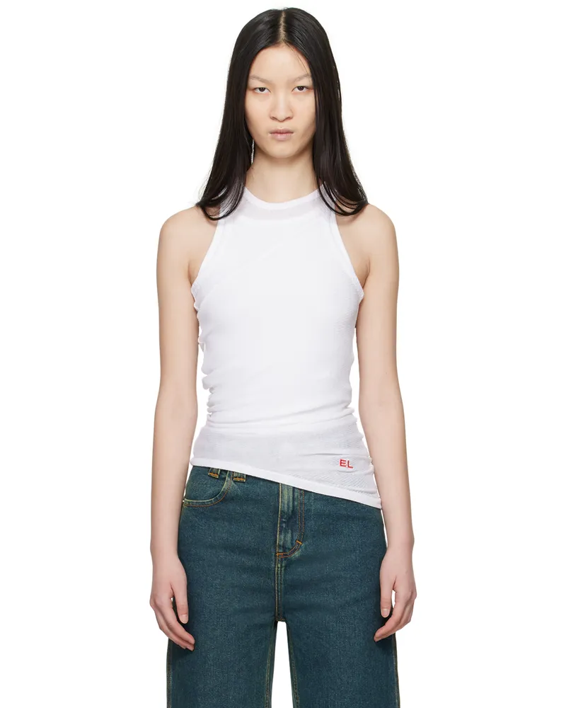 Eckhaus Latta White Spiral Tank Top Powder