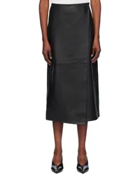 FRANKIE Shop Black Hedi Leather Midi Skirt Black