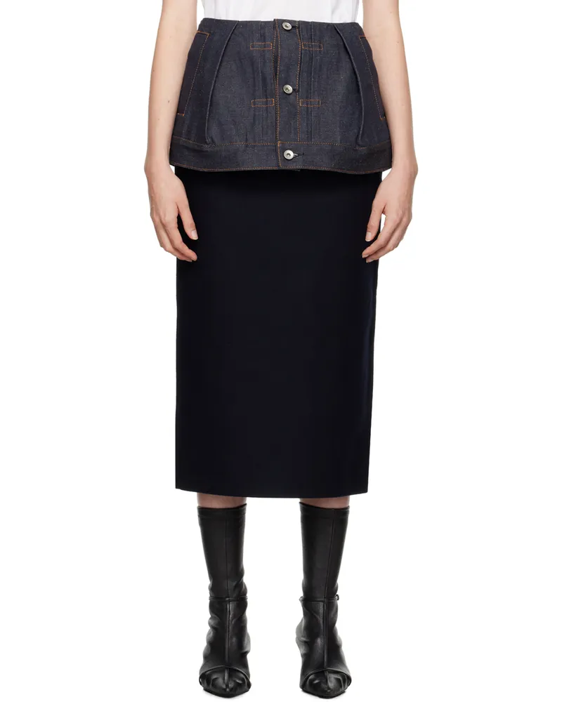 Sacai Navy Paneled Midi Skirt 499