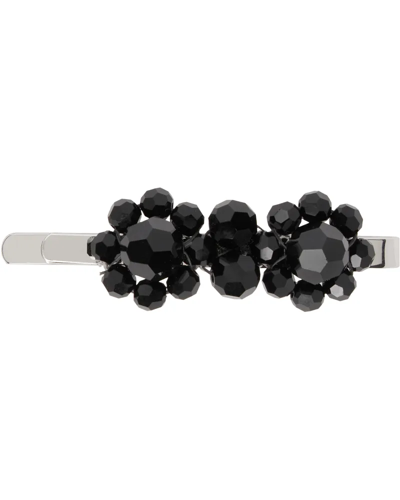 Simone Rocha Black & Silver Mini Flower Hair Clip Jet