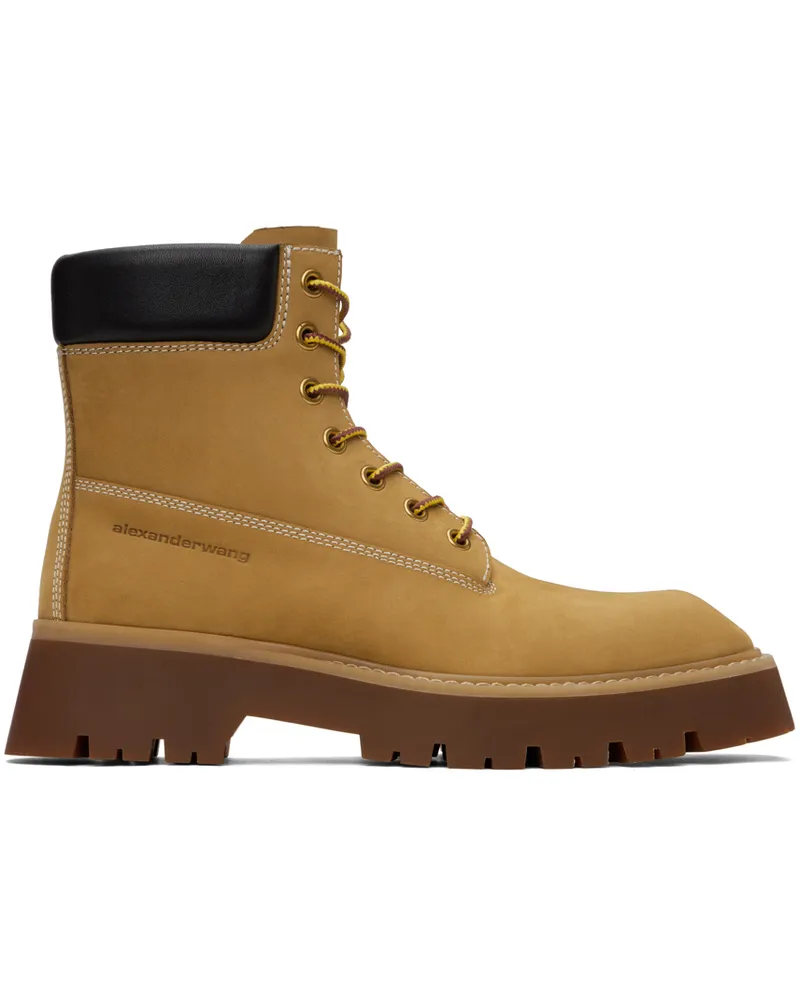 Alexander Wang Tan Throttle Lace-Up Ankle Boots 706