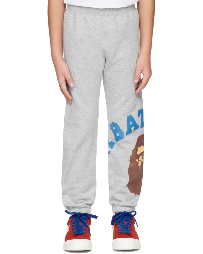 BAPE Kids Gray Giant College Sweatpants Gray