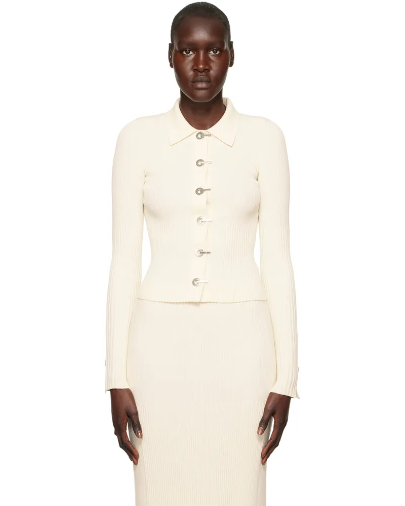 Dion Lee Off-White Gradient Rib Cardigan Cream