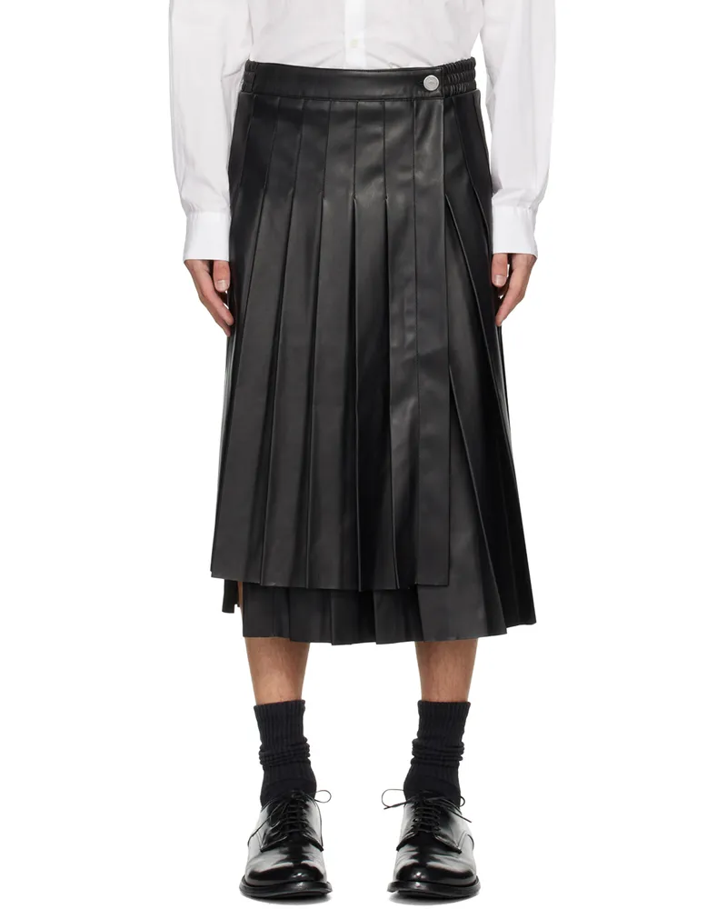 Han Kjøbenhavn Black Pleated Faux-Leather Skirt Black