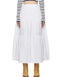 STAUD White Sea Midi Skirt White