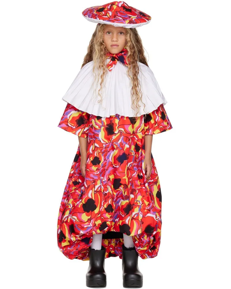 Kika Vargas SSENSE Exclusive Kids Multicolor 'The Shiitake' Dress & Hat Set White