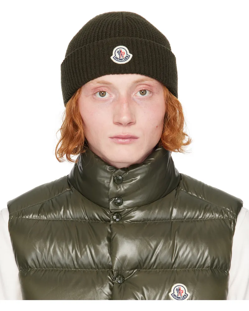 Moncler Khaki Virgin Wool & Cashmere Beanie 828