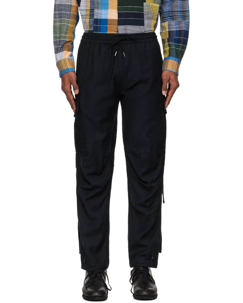 maharishi Black 6068 Merino Wool Track Cargo Pants Black