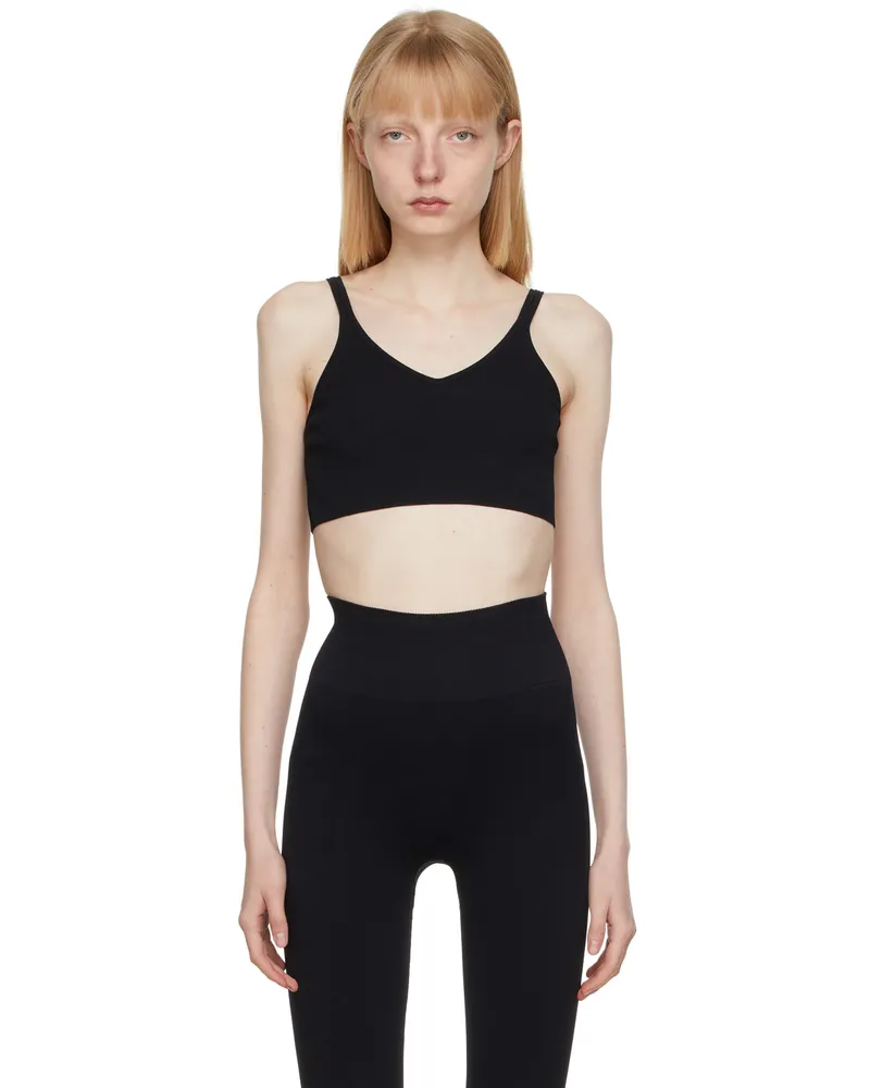 VAARA Black Technical Knit Crop Bra Black