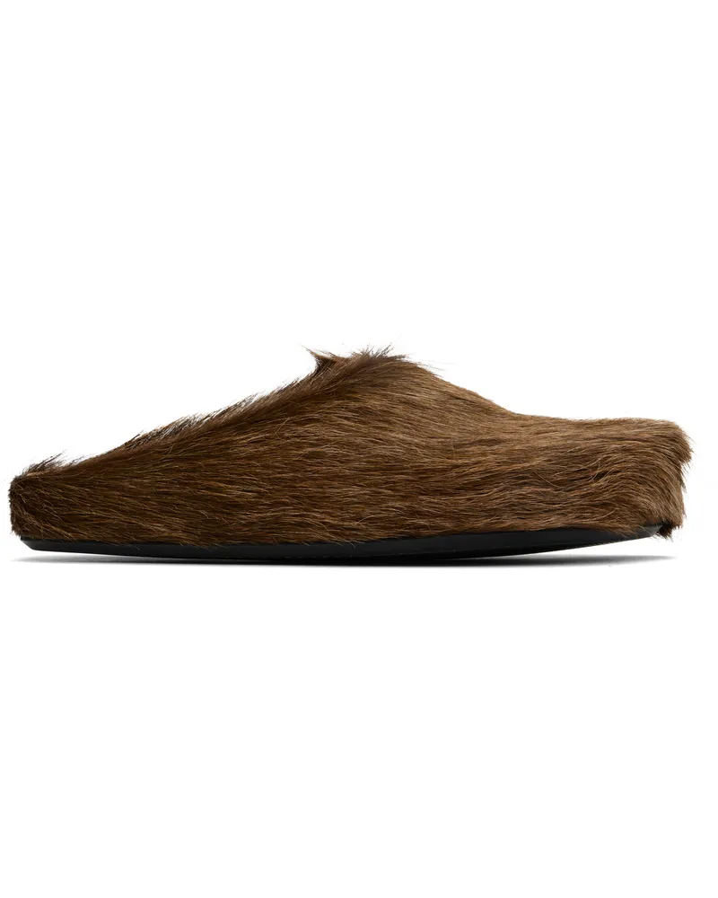 Marni Brown Long Hair Calfskin Fussbett Slip-on Loafers 00m37