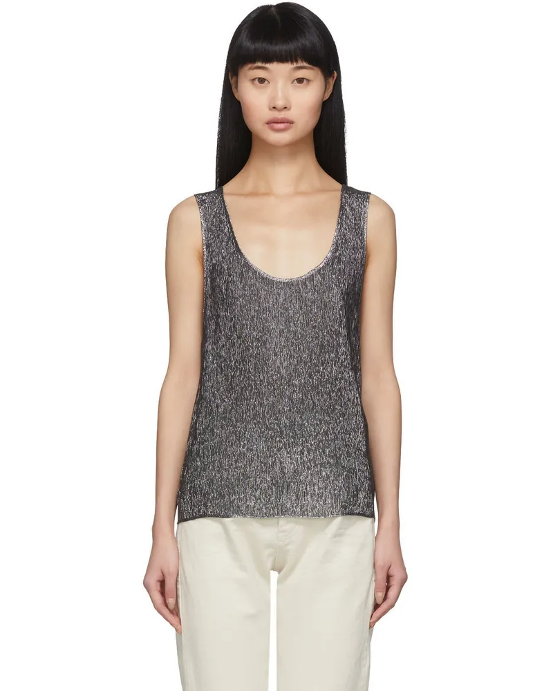 Saint Laurent Silver Lamé Jersey Tank Top 1081